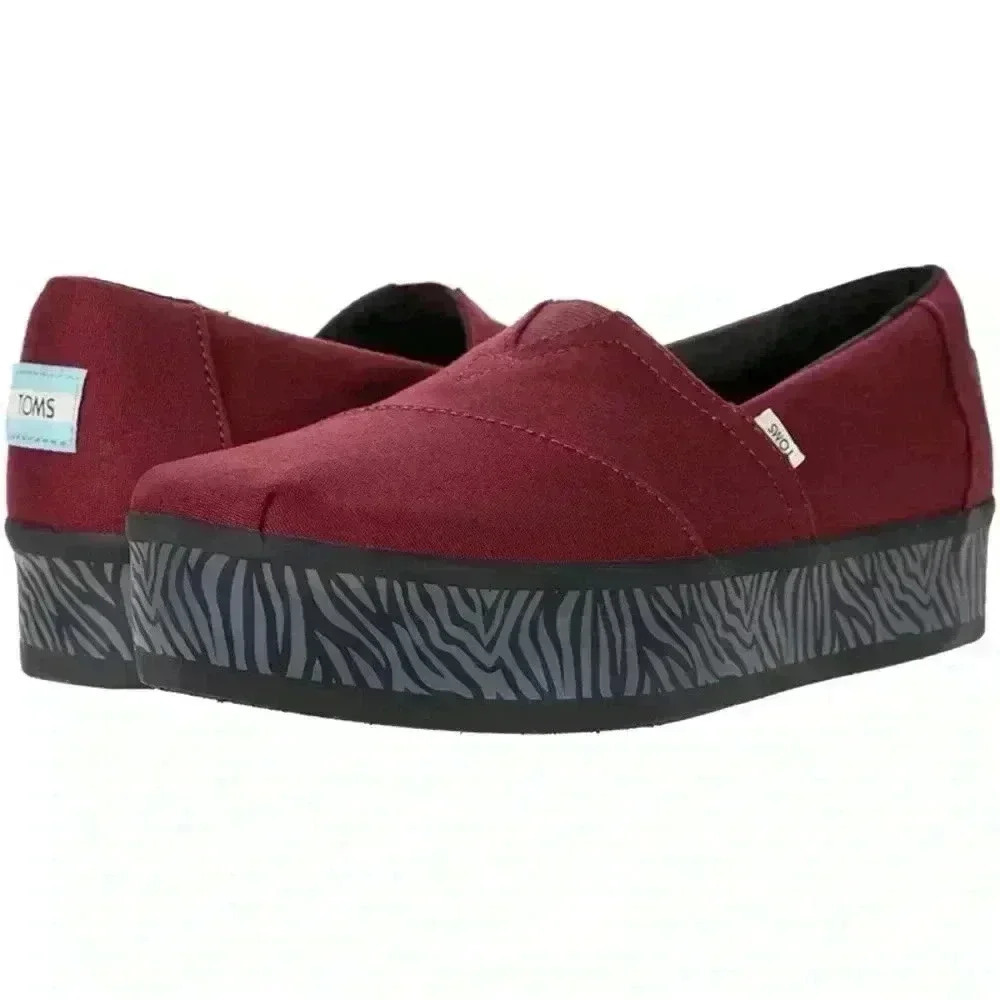 Toms Women's Alpargatas Boardwalk Platform Cabaret Canvas Color Size 8